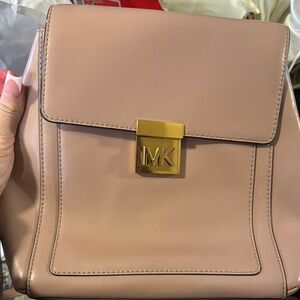 Michael Kors Beige Backpack with Smooth Leather and Gold Hardware